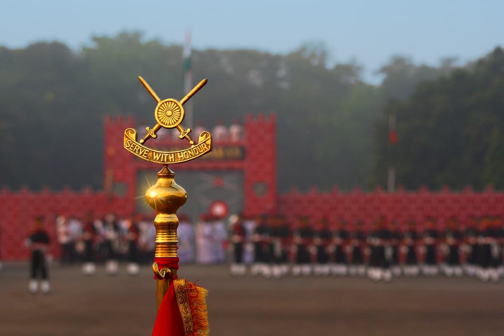 Indian military ceremony with the Serve with Honour insignia